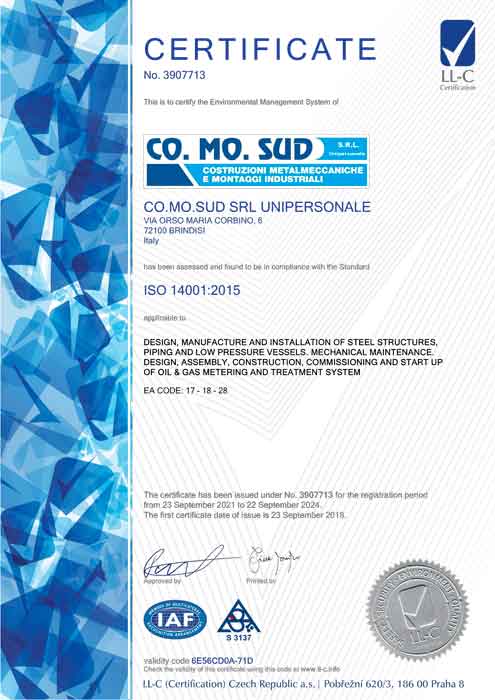 Certificato ISO 14001