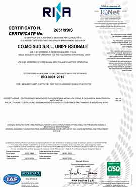 Certificato ISO 9001:2015